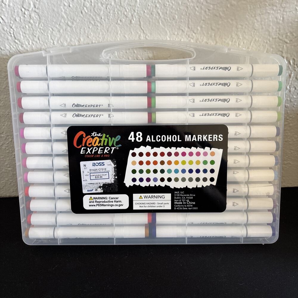 The Creative Expert - 48 count alcohol markers packaged in a clear plastic case
